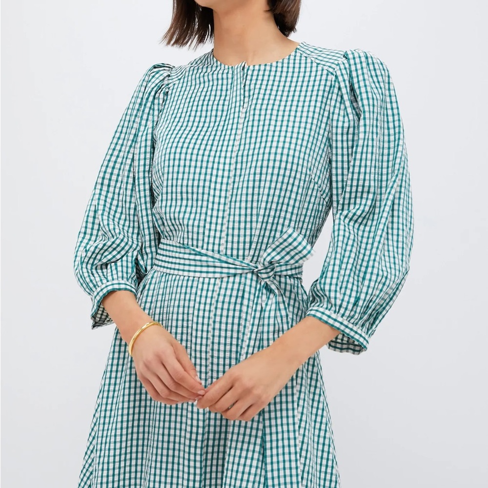 Tuckernuck green gingham seersucker dress NWT